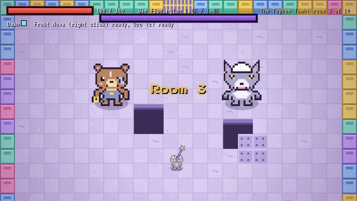 Two boss creatures facing the player